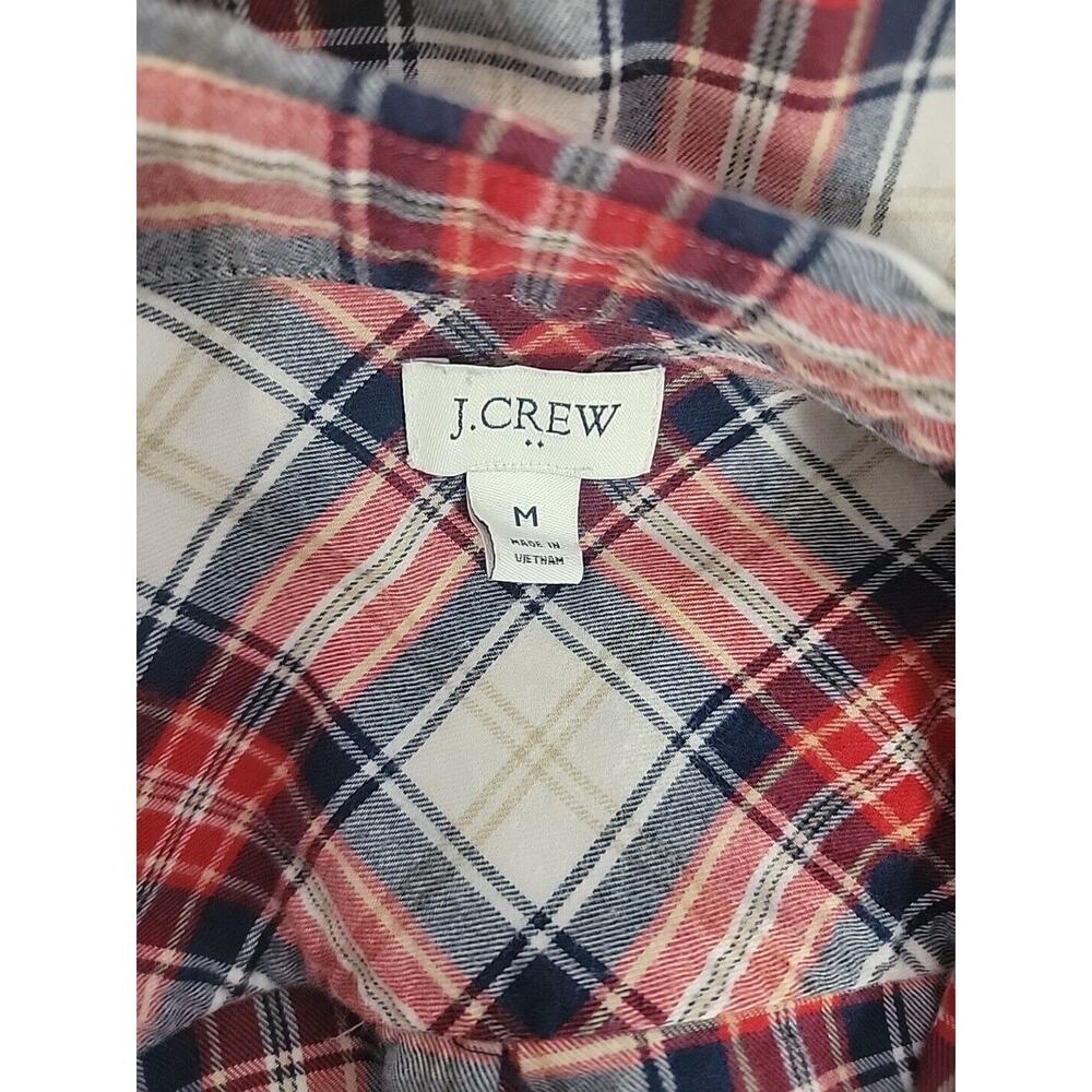 J.Crew‎ Women Red Blue Button-Down Flanned Plaid 100% Cotton Shirt Sz M EUC - Picture 5 of 8